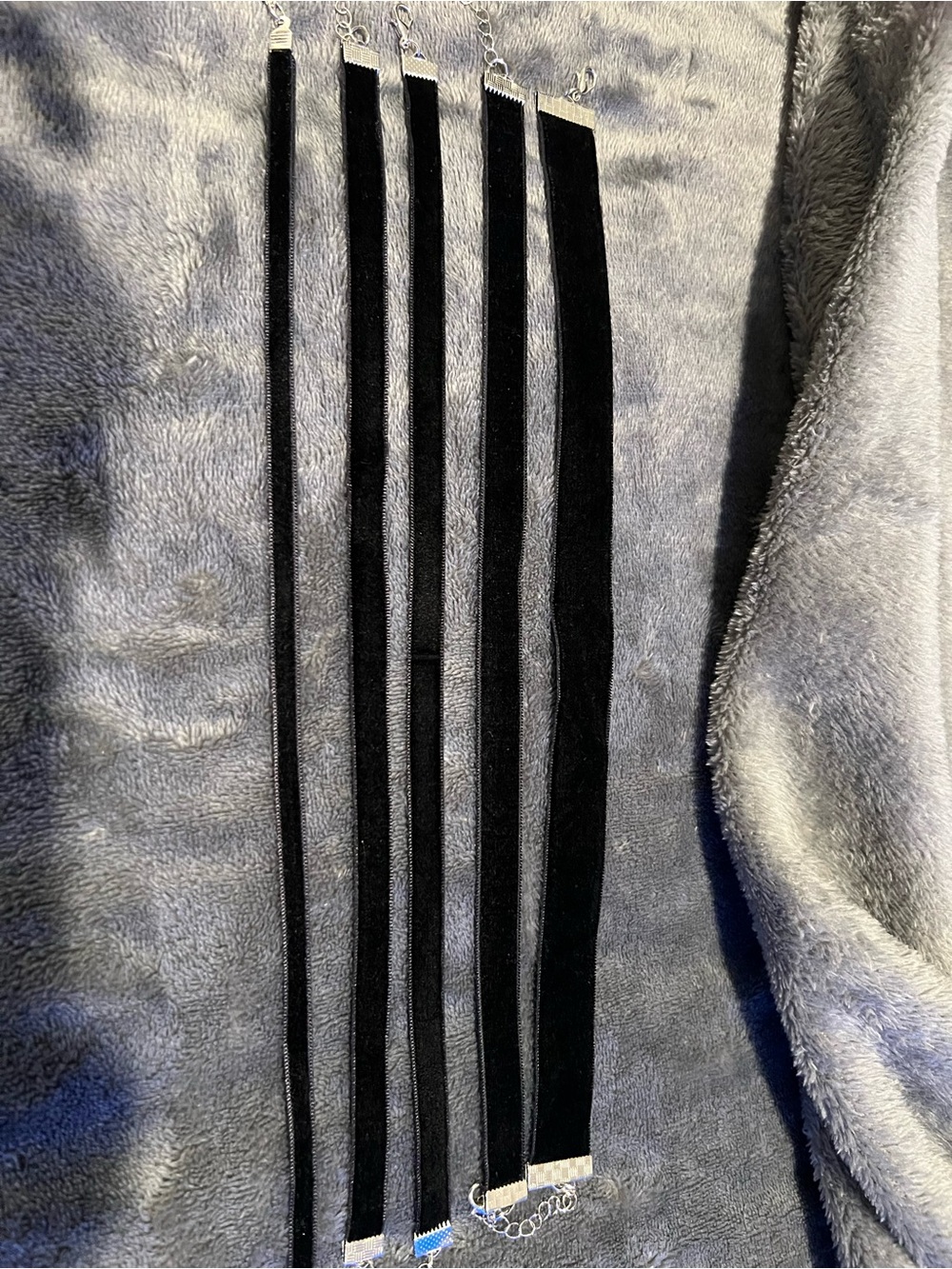 Black Velvet Chokers. Set of 5 with various widths